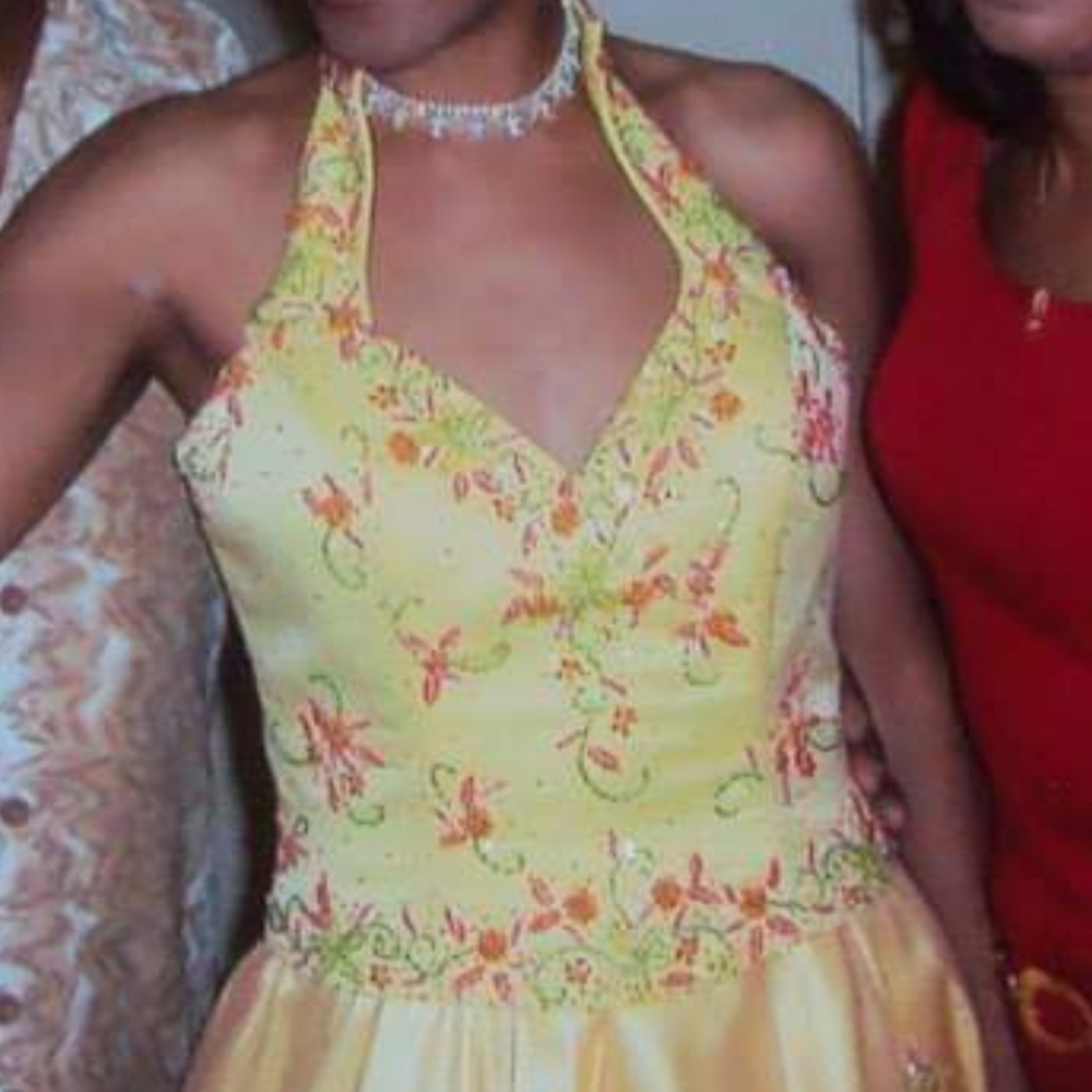 Beaded yellow Cinderella prom dress - Picture 2 of 3